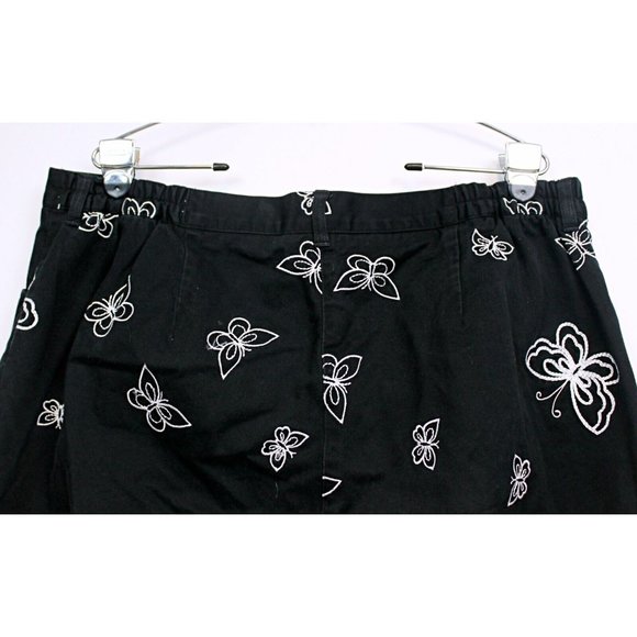 Easy spirit Woman Sz 18 Black Pants White Butterfly Embroidered Pattern All Over - Picture 3 of 7